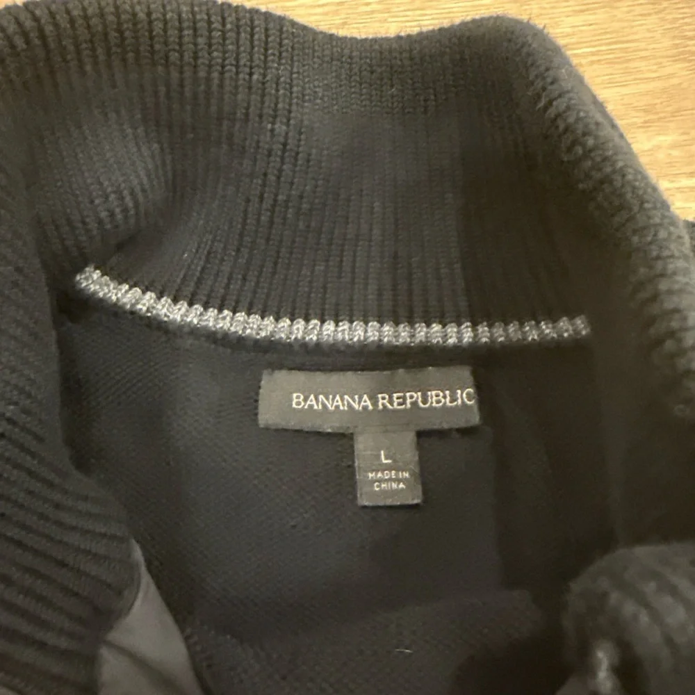Banana Republic Full Zip Sweater Jacket Men’s Large Black Mock Neck Collar